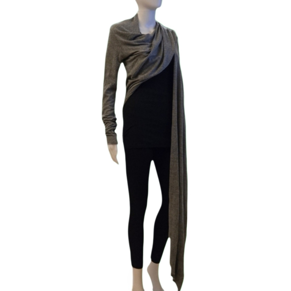 DAFTBIRD L.A. Lightweight Heather Grey Open Front Cardigan Elbow Patches S *NEW*